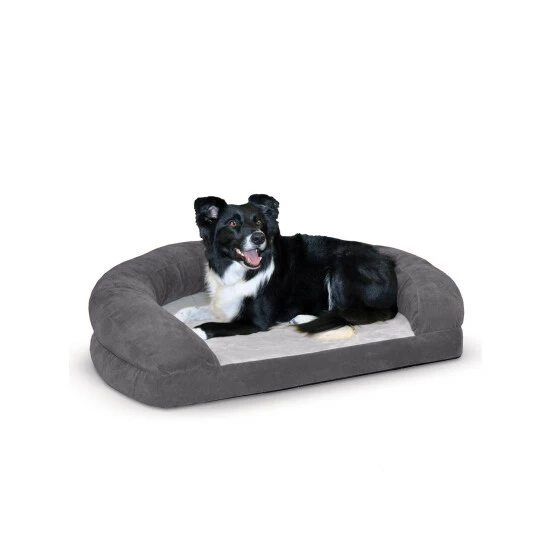 Vermont Country Store Pampered Pet Microfleece Orthopedic Bolster Bed Gray - Image 2