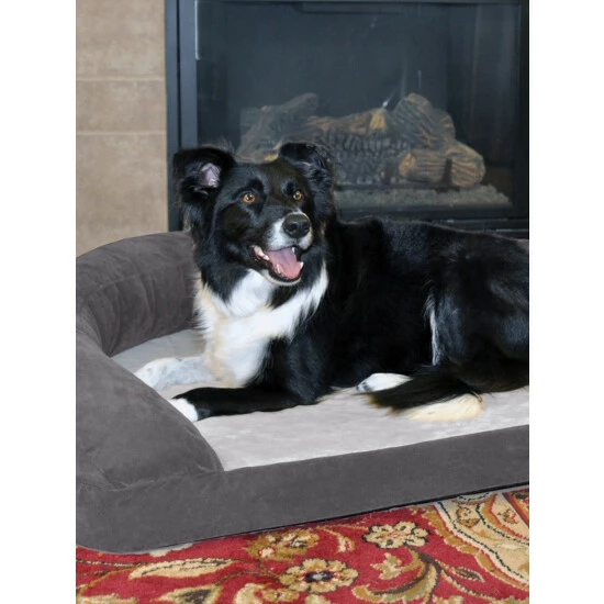 Vermont Country Store Pampered Pet Microfleece Orthopedic Bolster Bed Gray - Image 4