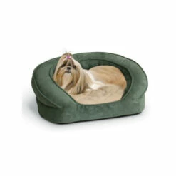 Vermont Country Store Luxe Pet Microsuede Orthopedic Bolster Bed Green