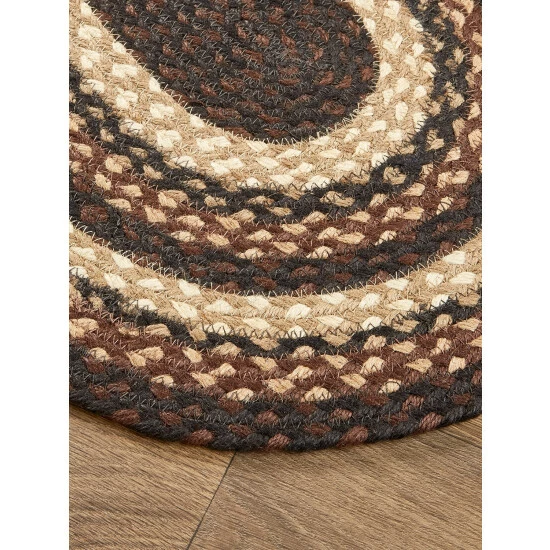 Vermont Country Store Mill Road Braided Jute Oval Area Rug Brown Black Multi - Image 9