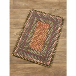 Vermont Country Store Stone River Braided Jute Oblong Area Rug Burgundy Multi
