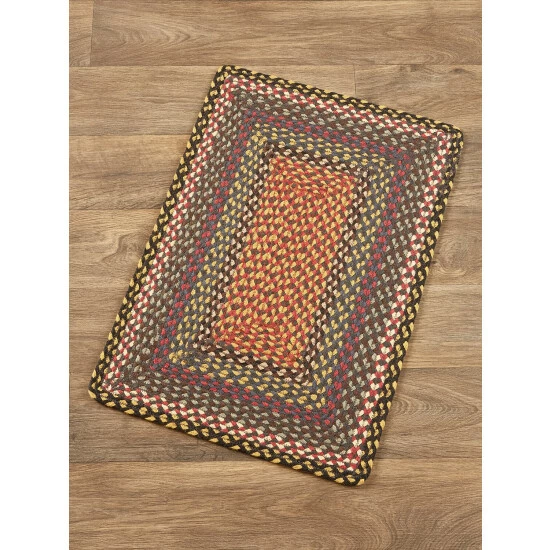Vermont Country Store Stone River Braided Jute Oblong Area Rug Burgundy Multi