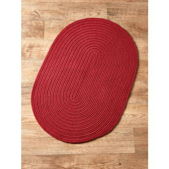Vermont Country Store Northshire Solid Braided Oval Wool Rug Red - Image 3