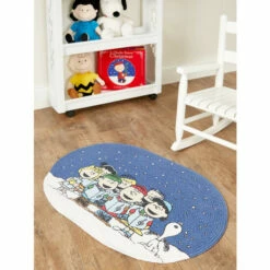 Peanuts Christmas Caroling Braided Cotton Throw Rug