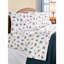 Peanuts Snow Fun Flannel Sheet Set White