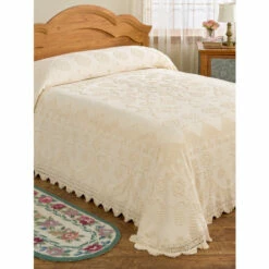 Vermont Country Store Classic Hobnail Cotton Bedspread Ecru