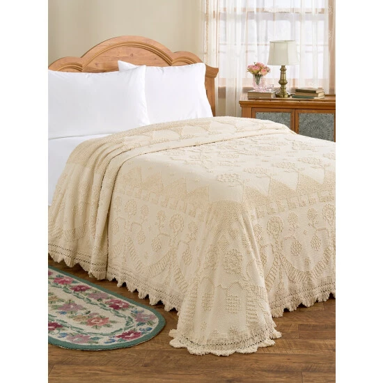 Vermont Country Store Classic Hobnail Cotton Bedspread Ecru - Image 2