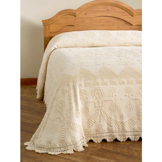 Vermont Country Store Classic Hobnail Cotton Bedspread Ecru - Image 3