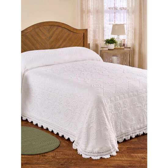 Vermont Country Store Classic Hobnail Cotton Bedspread Ecru - Image 7
