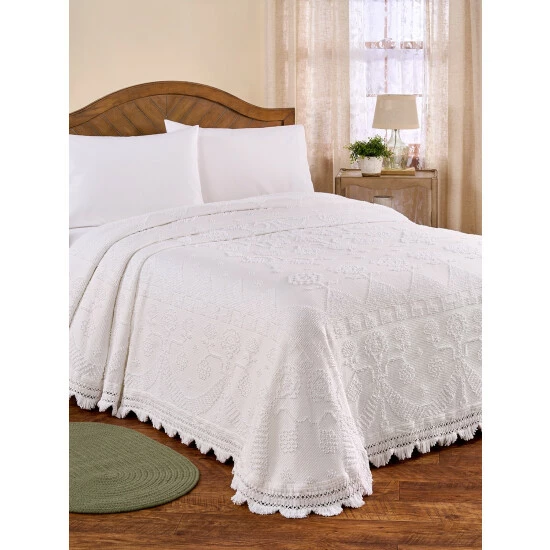 Vermont Country Store Classic Hobnail Cotton Bedspread Ecru - Image 8