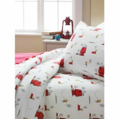 Peanuts Snoopy And Woodstock Portuguese Flannel Sheet Set