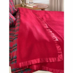 Vermont Country Store Washable Australian Merino Wool Blanket Red