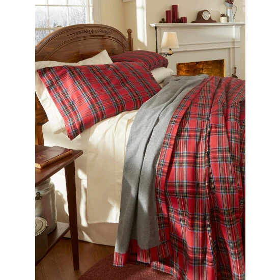 Vermont Country Store Plaid Portuguese Cotton Double-Flannel Blanket Or Throw Black Watch Plaid/green - Image 4