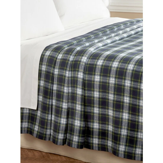 Vermont Country Store Portuguese Cotton Flannel Sheet Blanket White/blue Stripe - Image 5