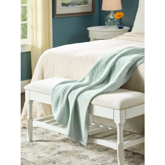 Vermont Country Store Constant Comfort Blanket Or Throw Natural - Image 6