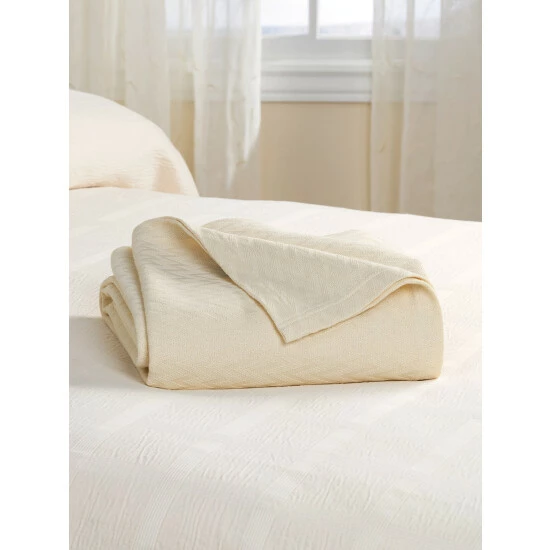 Vermont Country Store Constant Comfort Blanket Or Throw Natural - Image 10
