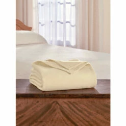 Vermont Country Store Soft And Lofty Wool And Cotton Blanket Wheat