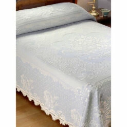 Vermont Country Store Abigail Adams Cotton Matelasse Bedspread Light Blue