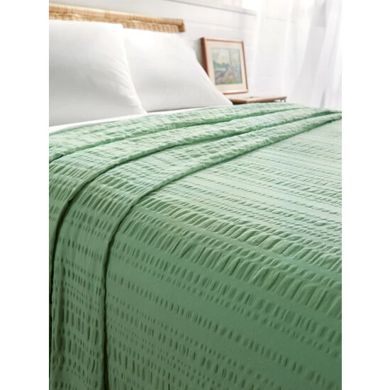 Vermont Country Store Solid Seersucker Bedspread Or Pillow Sham - Image 9