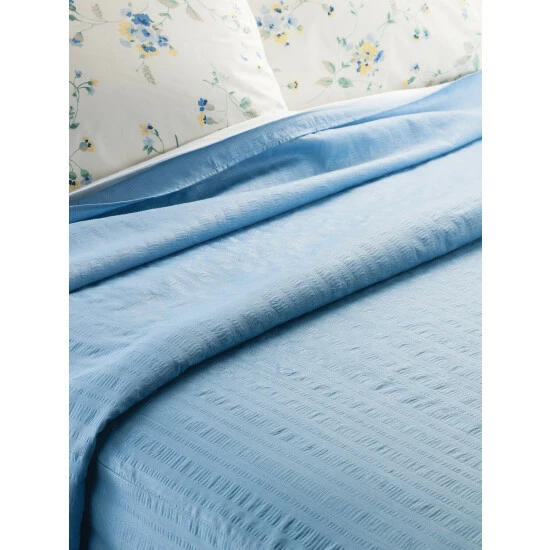 Vermont Country Store Solid Color Plisse Bedspread Blue - Image 2
