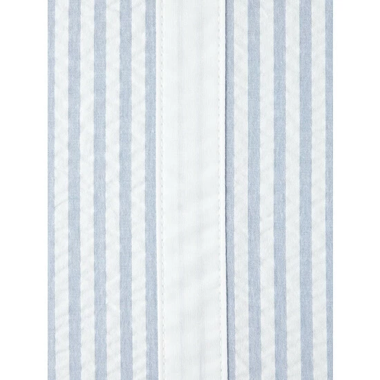 Vermont Country Store Striped Seersucker Portuguese Cotton Percale Bedspread Blue Stripe - Image 3