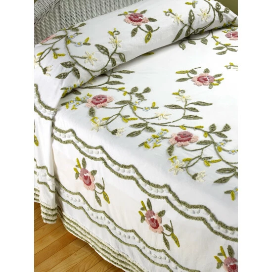 Vermont Country Store Rosalee Floral Chenille Bedspread White - Image 4