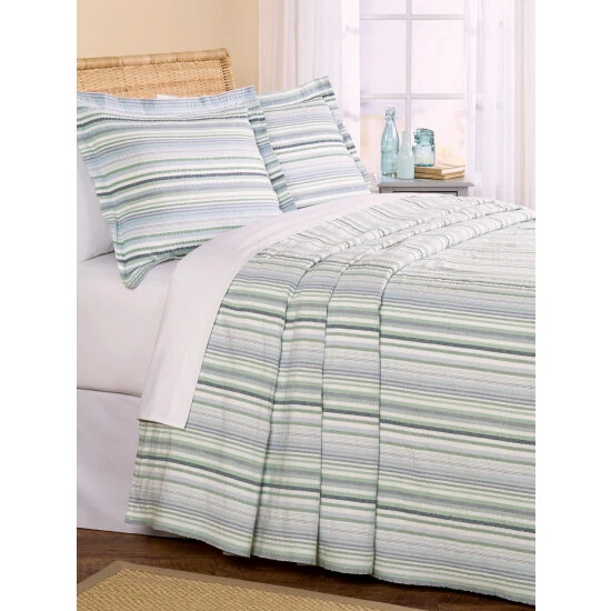 Vermont Country Store Pastel Stripe Seersucker Bedspread Or Pillow Sham