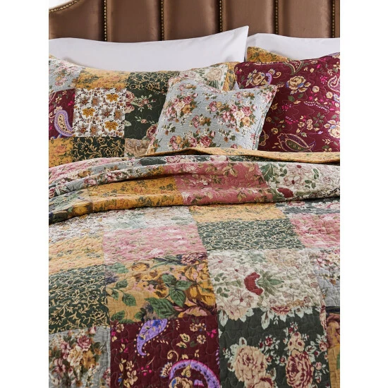 Vermont Country Store Patchwork Harmony Quilt And Pillow Sham Set