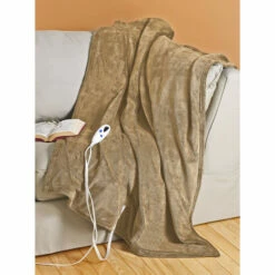 Biddeford Super-Soft Washable Electric Fleece Throw Gray