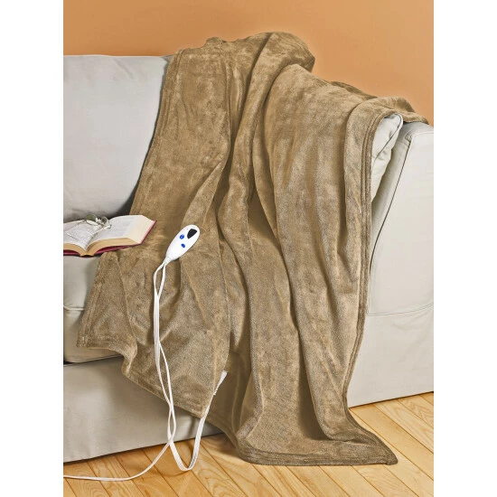 Biddeford Super-Soft Washable Electric Fleece Throw Gray