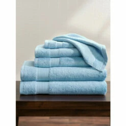 Vermont Country Store Cotton/Bamboo Six-Piece Towel Set Seafoam