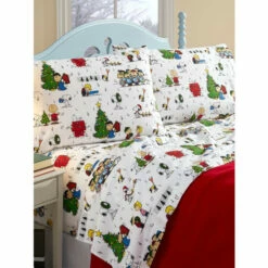 Peanuts Christmas Caroling Portuguese Flannel Sheet Set