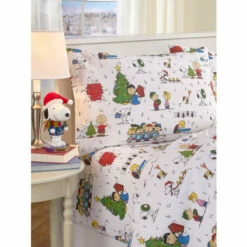 Peanuts Christmas Caroling Portuguese Cotton Percale Sheet Set