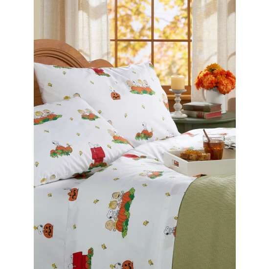 Peanuts Great Pumpkin Halloween Portuguese Cotton Percale Sheet Set