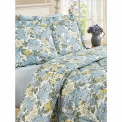 Vermont Country Store Blooming Hydrangea Comforter Or Pillow Sham Blue