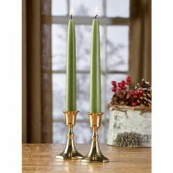 Vermont Country Store Hand-Dipped Bayberry Tapers, One Pair Green