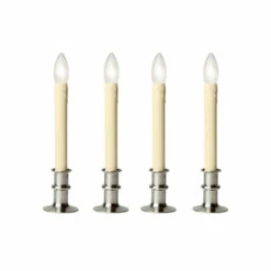 Vermont Country Store Cordless LED Window Candle With Adjustable Base, Set Of 4 Brushed Nickel