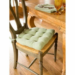 The Mountain Weavers Mountain Weave Never-Flatten Chair Pad, In 2 Sizes Wedgwood Blue And White