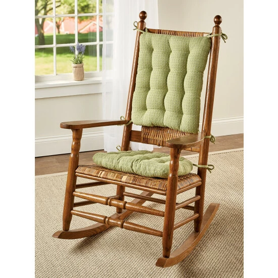 The Mountain Weavers Mountain Weave Never-Flatten Rocker Chair Pad Set, In 2 Sizes Red And White