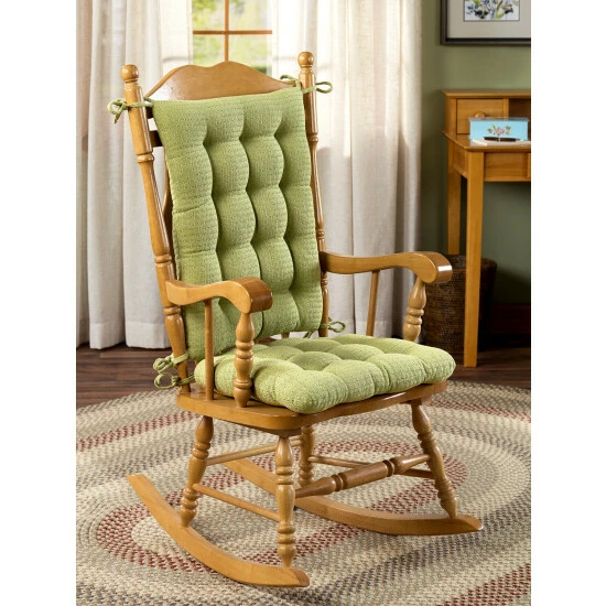 The Mountain Weavers Mountain Weave Never-Flatten Rocker Chair Pad Set, In 2 Sizes Red And White - Image 2