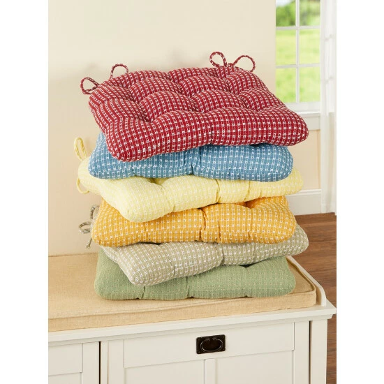 The Mountain Weavers Mountain Weave Never-Flatten Rocker Chair Pad Set, In 2 Sizes Red And White - Image 5