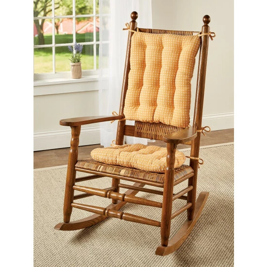 The Mountain Weavers Mountain Weave Never-Flatten Rocker Chair Pad Set, In 2 Sizes Red And White - Image 8