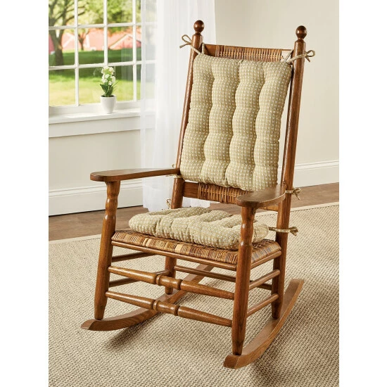 The Mountain Weavers Mountain Weave Never-Flatten Rocker Chair Pad Set, In 2 Sizes Red And White - Image 10