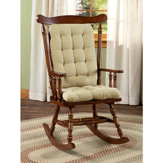 The Mountain Weavers Mountain Weave Never-Flatten Rocker Chair Pad Set, In 2 Sizes Red And White - Image 11