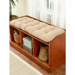 Vermont Country Store Never-Flatten Corduroy Bench Pad, In 2 Sizes Burgundy