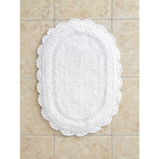Vermont Country Store Comfort Step Bath Rug With Crocheted Border Rose - Image 3