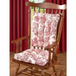 Vermont Country Store Never-Flatten Essex Toile Rocker Pad Set, In 2 Sizes Red