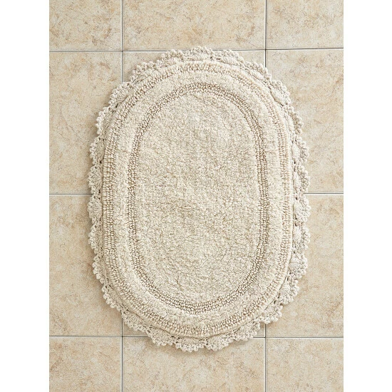 Vermont Country Store Comfort Step Bath Rug With Crocheted Border Rose - Image 4