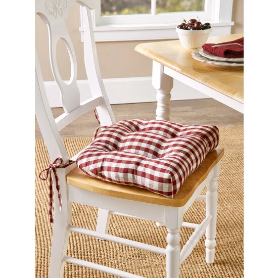 Vermont Country Store Cabin Check Chair Pad Natural - Image 2