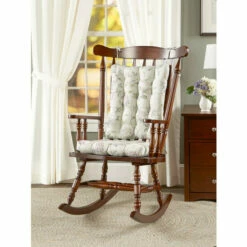 Vermont Country Store Whispering Hydrangea Never-Flatten Rocker Chair Pad Set Blue